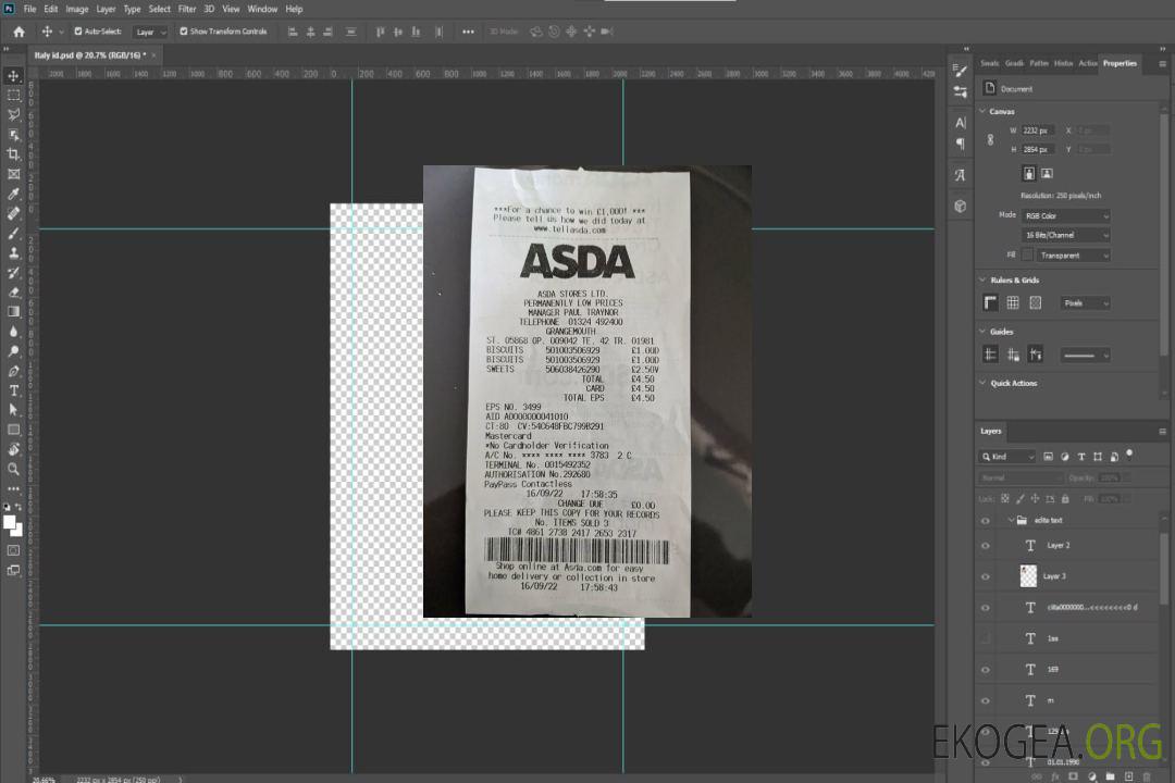 ASDA stocke le reçu de paiement template